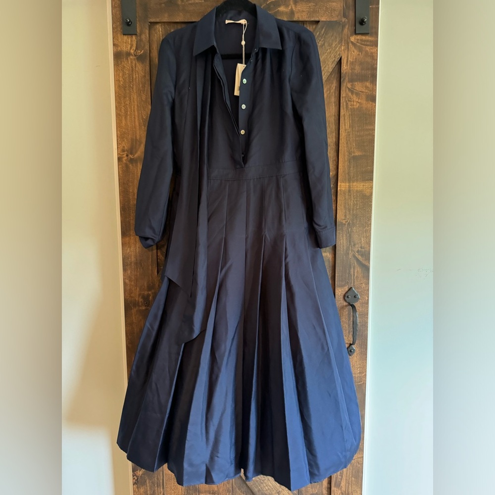 Tory Burch Navy Silk Shirtdress